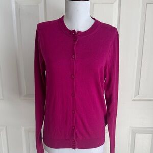 J. Crew Women's Bright Fuchsia Button-Front Cardigan